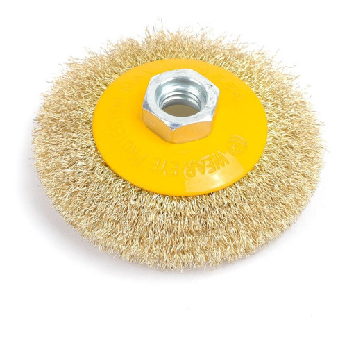 Cepillo Cónico Alambre Rizado 4 Amoladora Barovo Cai-ab4p Color Amarillo