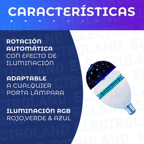 Imagen 3 de 10 de Foco Led Giratorio 3 Watts Colores Luces Rgb Luna Estrellas