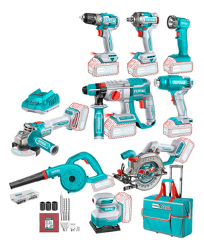 Kit Herramientas Inalámbricas 20v + 2 Bat + 60 Acc Tckli2098