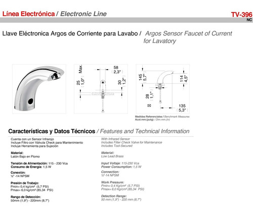 Llave Electrónica Argos Tv-396 - 1.9 Helvex