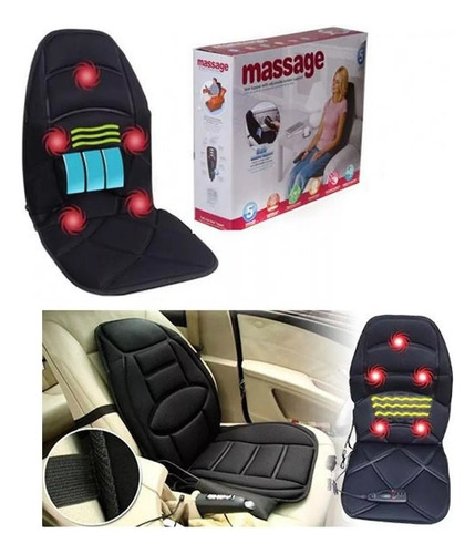 Silla Cojin Masajeador Para Carro, Casa, Oficina Color Negro