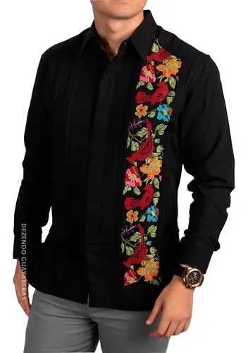 Guayabera Bordada En Punto De Cruz Mod Cenotillo