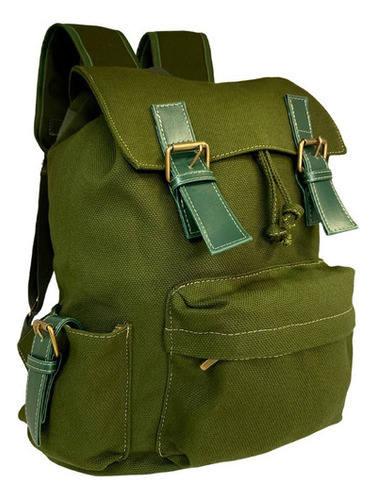 Mochila vintage de lona para mujer Comporta Notebook Color Verde
