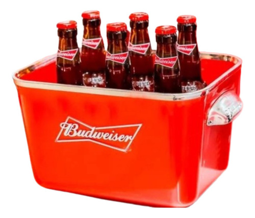 Frapera Hielera De Metal Balde D Hielo Budweiser Con Manijas