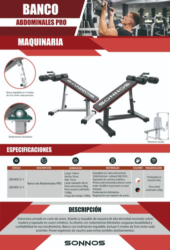 Banco De Abdominales Profesional Con Regulacion