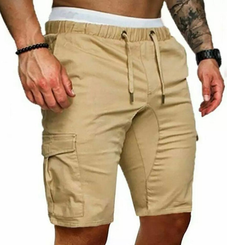 Bermuda Short Casual Playa Bolsas Cargo Gabardina 903 Str