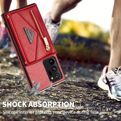 A Funda De Teléfono Con Cremallera Y Cordón For Samsung