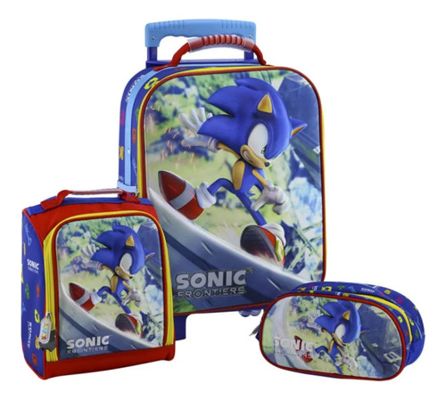 Pack Maleta Ruedas Sonic Magic Eva 3d Lonchera Cartuchera