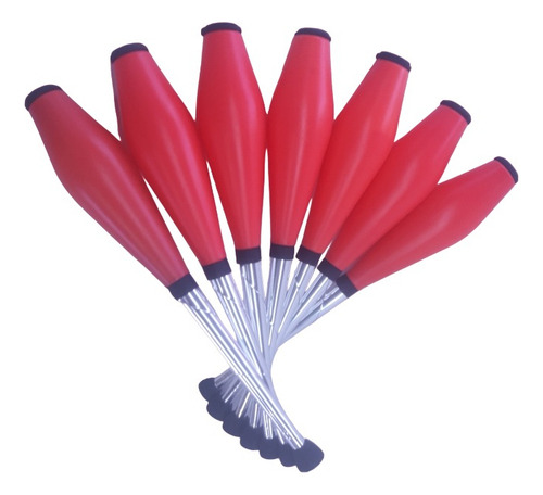 Jogo 7 Clavas Pirouette - Newronio Malabares Pro Cor Vermelho Fluor