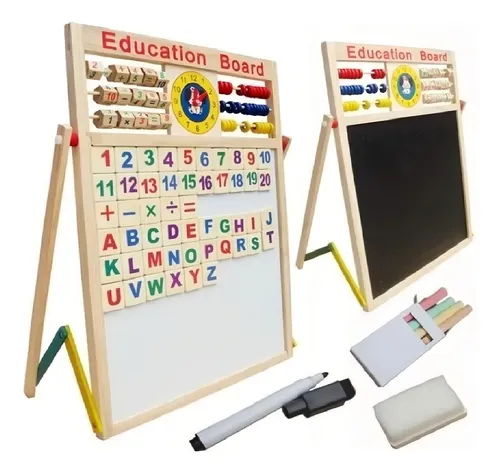 Pizarra Magnética Doble Para Niños Educativa C/ Accesorios