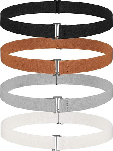 4 Pieces Women's Invisible Belt With Flat Buckle Loop Belt