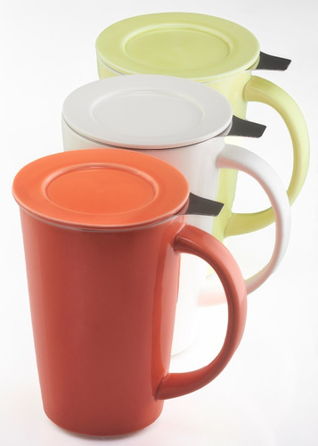 Pocillo Tetera Con Infusor Y Tapa - Mug Set X 3 Colores