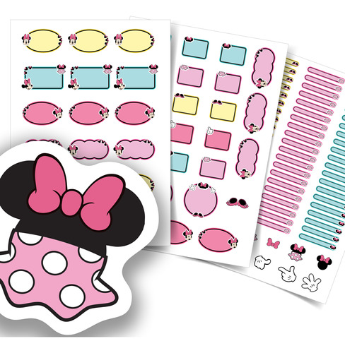Etiquetas Escolares Minnie Mouse Personalizadas Kit Jumbo