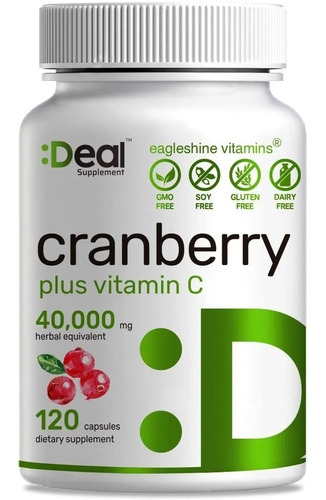 Cranberry 40000 Mg/ 120 Capsulas/ Maxima Potencia/ Americano