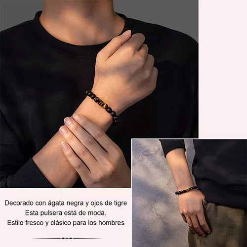 Pulsera De Piedra Para Hombre Padre Regalo Protector Suerte