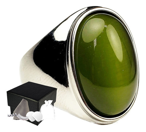 Combo Anillo Estilo Turco De Lujo Elegante Verde Acero Inoxb