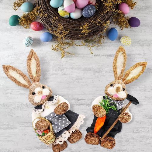 6 Decoraciones De De Pascua De Paja. Color Fix