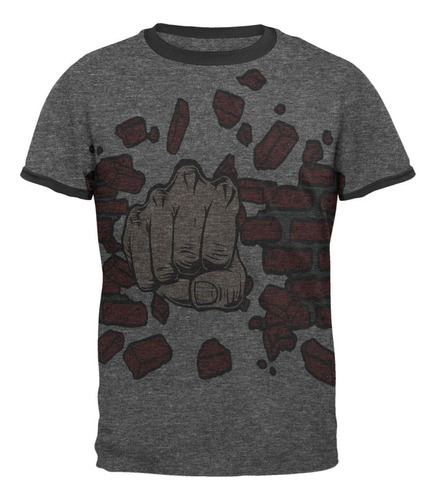 Camiseta Con Contraste Brick Fist All Over Heather-black Par