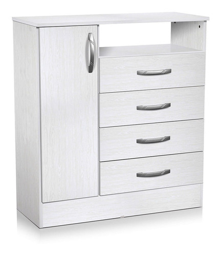 Imagen 2 de 5 de Cómoda Ricchezze 1 Puerta 4 Cajones Ecopack Blanca