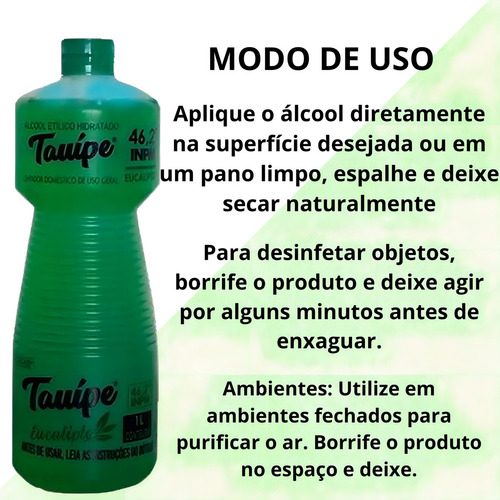 Kit 3 Tauipe Eucalipto Desinfetante Perfumado 1l