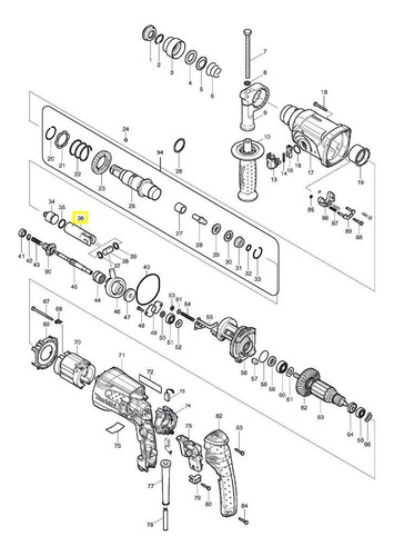Cilindro de pistón Makita 318132-2 Hr2470 Hammer