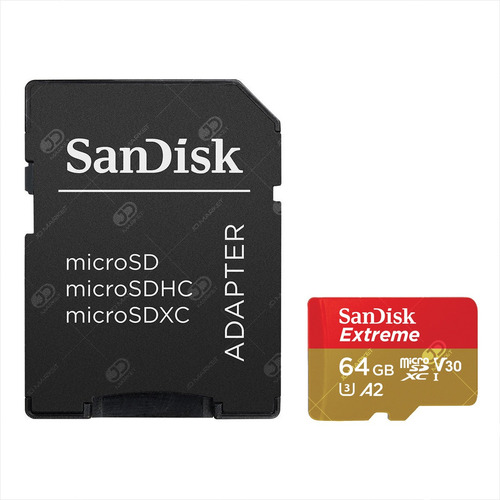 Tarjeta Micro Sdxc Sandisk Extreme, 64gb 4k, U3, A2, 160mb/s