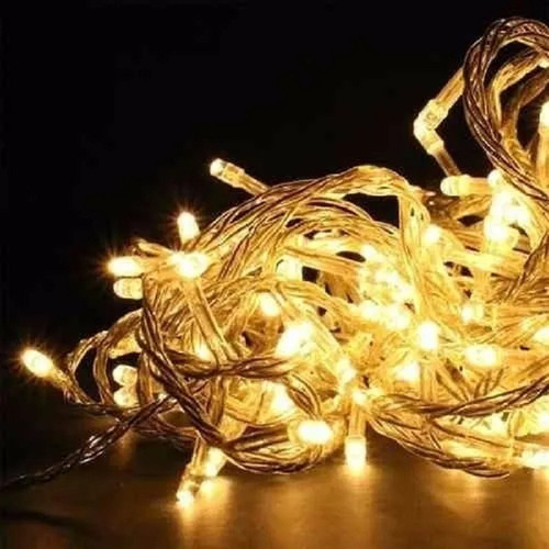 Navidad 100 Luces Led 9 Metros Cable Cristal Guia Calida