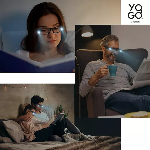 Gafas de lectura con luces en el marco brillante LED lectores lupa