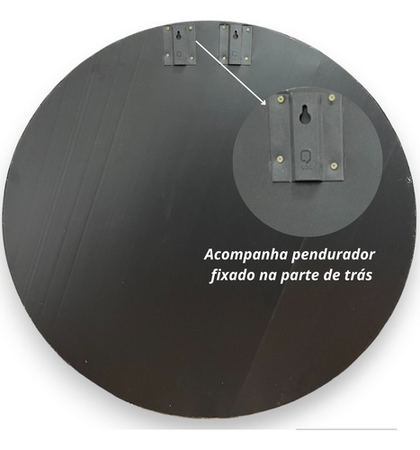 Espelho Redondo Decorativo De Parede Com 90cm De Diâmetro