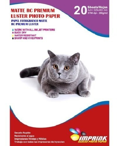 Papel Foto Premium Rc Luster A3+ (33x48) 260g/20hojas