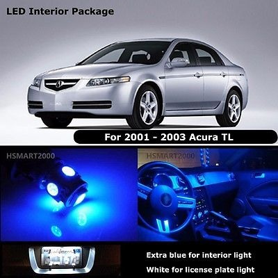 6pcs Azul Interior Bombillas Led Para 2001 - 2003 Acura Tl B