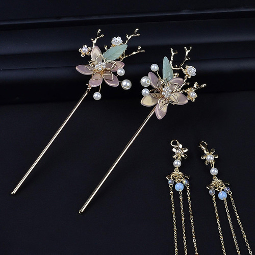 . Paquete De 3 Horquillas Chinas For Con Borlas Y Flores