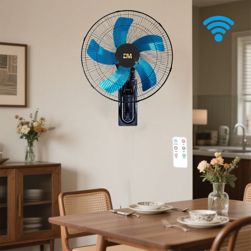 Ventilador De Pared Dm-v1810 Negro,5 Aspas De Ventilador Mecánicas Azul, 18 De Diámetro 110vcon Control Remoto