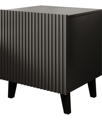 Velador Mesa De Noche Moderno Rogger Negro 1 Pta Tu Mesita
