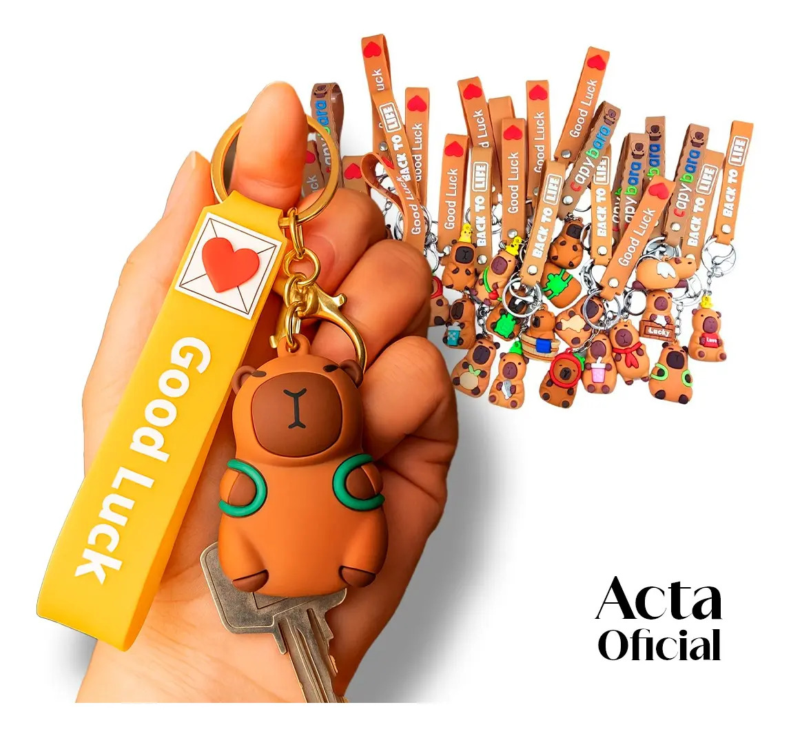 Kit 10 Chaveiros Capivara De Borracha Silicone Sortidos Cor Marrom-claro capirava de borracha