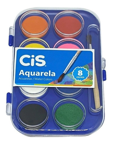 Estojo Tinta Aquarela Com 8 Cores + 1 Pincel Cis