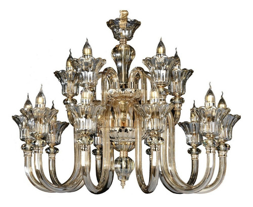 Lustre Candelabro Pendente Leone Cristal Conhaque 15 Braços 110v/220v