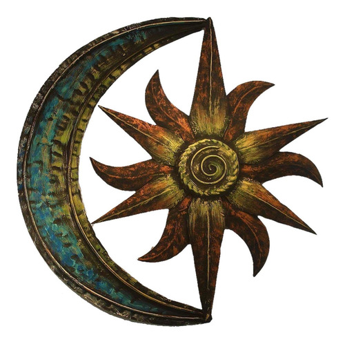 Criativo Sun Moon Metal Wall Art Tema Celestial 35cm