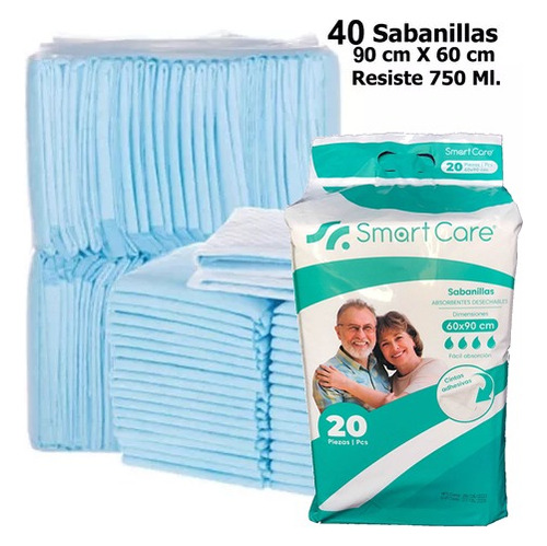 40 Protector De Cama Sabanilla. Muy Absorbentes 750 Ml 90x60