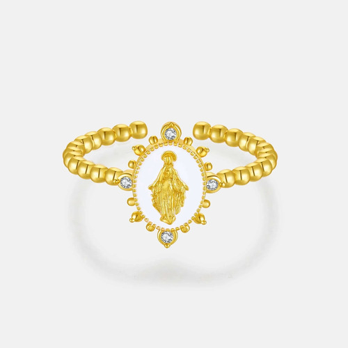 Anillo Virgen De Guadalupe Plata S925 Chapado En Oro 18k