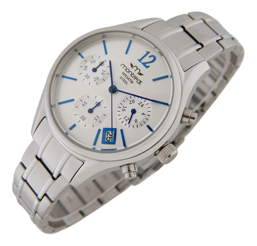 Reloj Montreal Mujer Ml1002 Crono 100% Acero Mecanismo Seiko