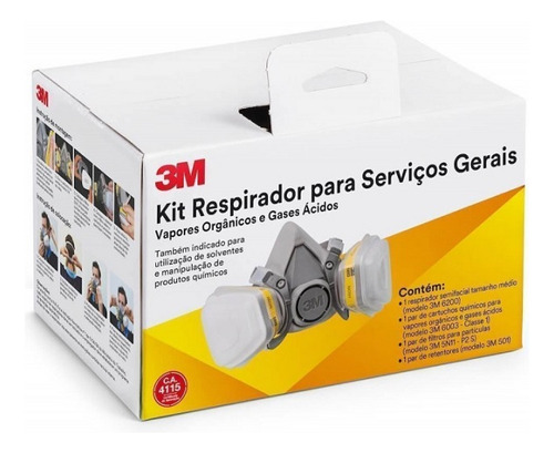 Respirador Máscara 3m Semi Facial 6200 + 6003 + 5n11 + 501