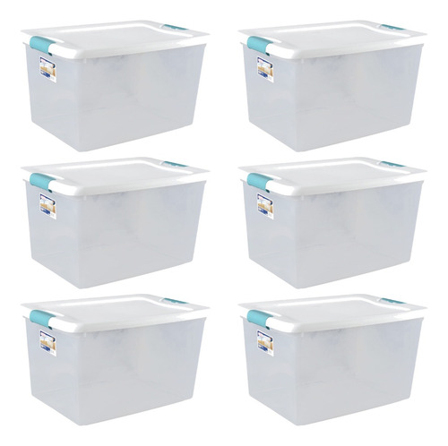 6 Cajas De Plastico Sterilite 61 Litros Transparente