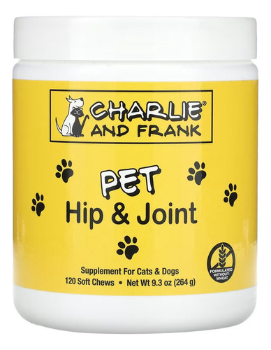 Charlie Y Frank Pet Joint Y Hip Salud Articular 120comp Sabor Sin Sabor