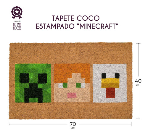 Tapete De Minecraft De Coco 70 Cm 40 Cm