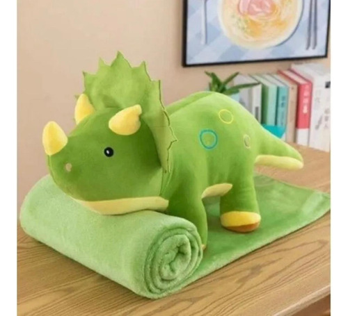 Peluches Con Manta Suaveregalo Ideal40a50cm+manta 1,55x1m Triceratop Verde