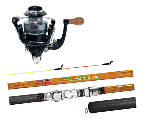 Kit Pesca Leve Molinete Cross Mini + Vara Panda 1502 1,50m