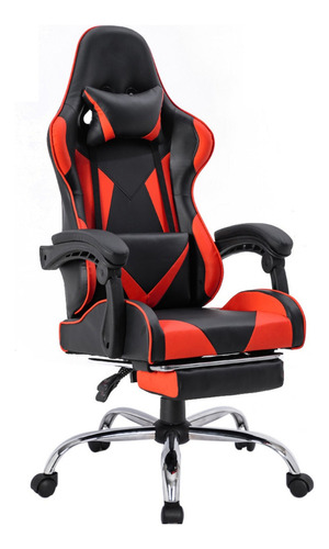 Silla de escritorio Ph Import Premium1 24587-PRE gamer ergonómica  negra y roja con tapizado de cuero sintético