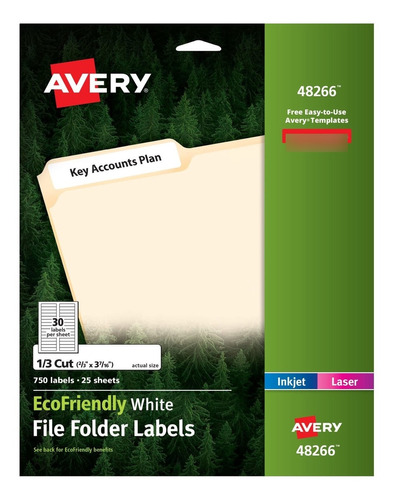 Avery Ecofriendly Etiqueta Para Carpeta Archivo Adhesivo