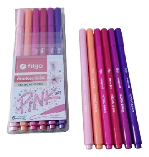 Marcadores Filgo Pink Up X6 Colores Tonos De Rosa